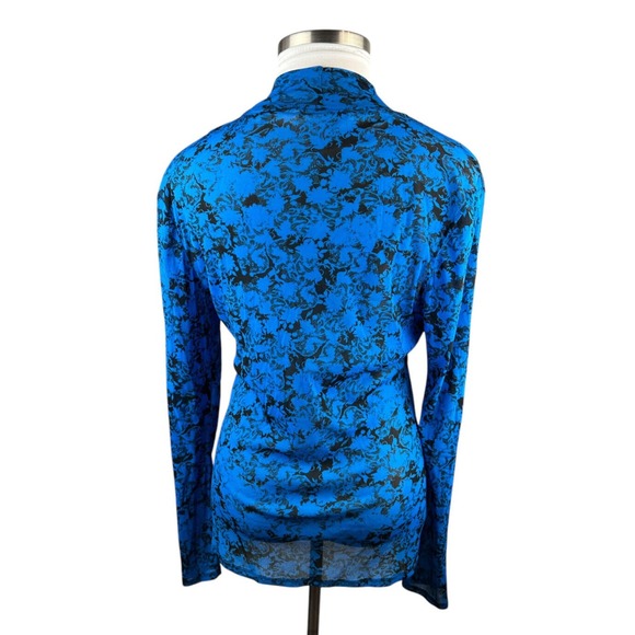 Diane von Furstenberg Remy Mesh Top Mock Neck Sheer LS Cobalt Blue No Size 14? - Picture 8 of 10